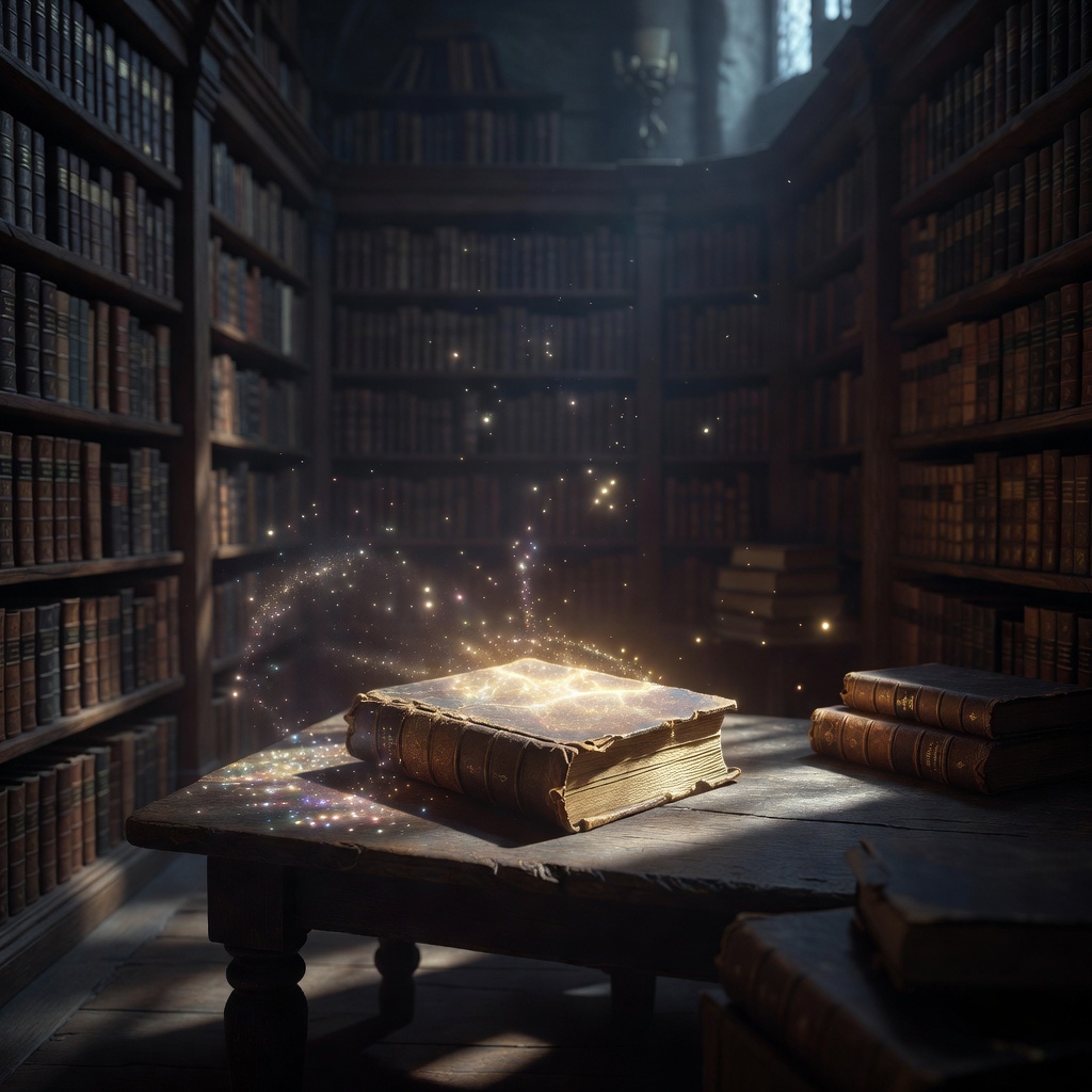 Books Magic Theme with an Enchanted Glowing Book